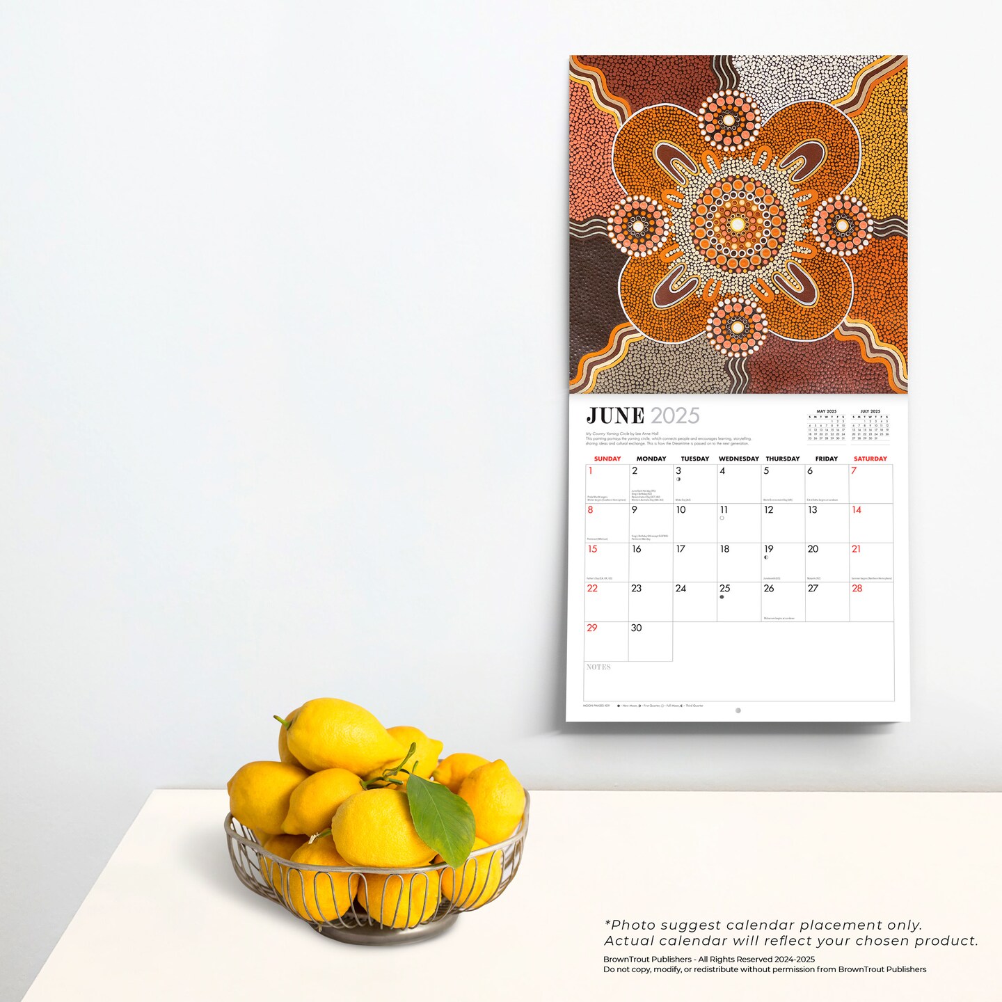 Australian Dreaming | 2025 12 x 24 Inch Monthly Square Wall Calendar | BrownTrout | Aboriginal Art