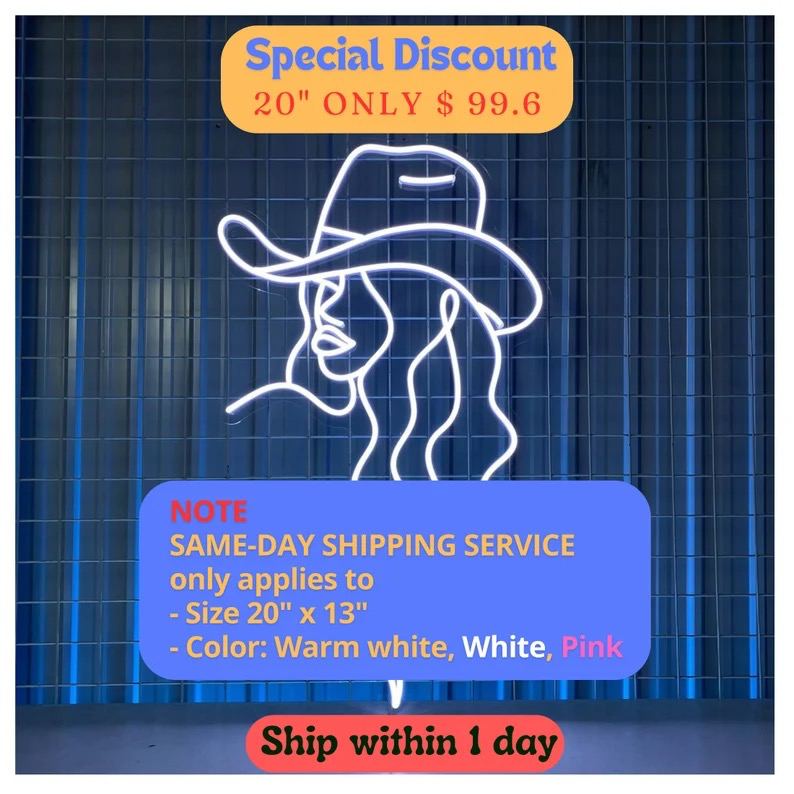 Cowgirl Neon Sign, Cowgirl Neon Light, Cowgirl Led Sign, Cowgirl Led Light, Cowgirl Wall Sign, Cowboy Wall Art Decor, Cowboy Girl Neon Sign product 5