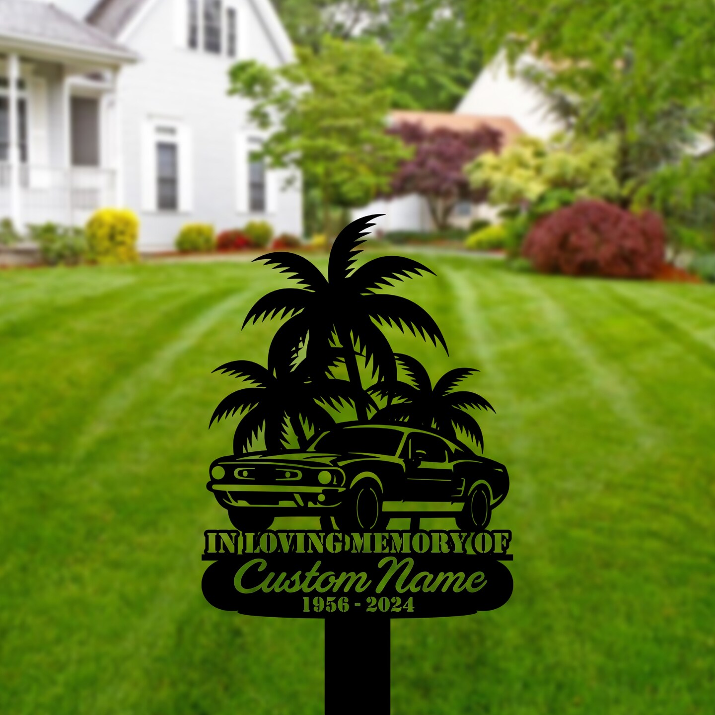 Custom Car Palm Tree Memorial Metal Stake, Palm Tree Metal Stake, Personalized Tree Outdoor Stake, Motorcross Yard Decor, Tree Garden Stake product 5