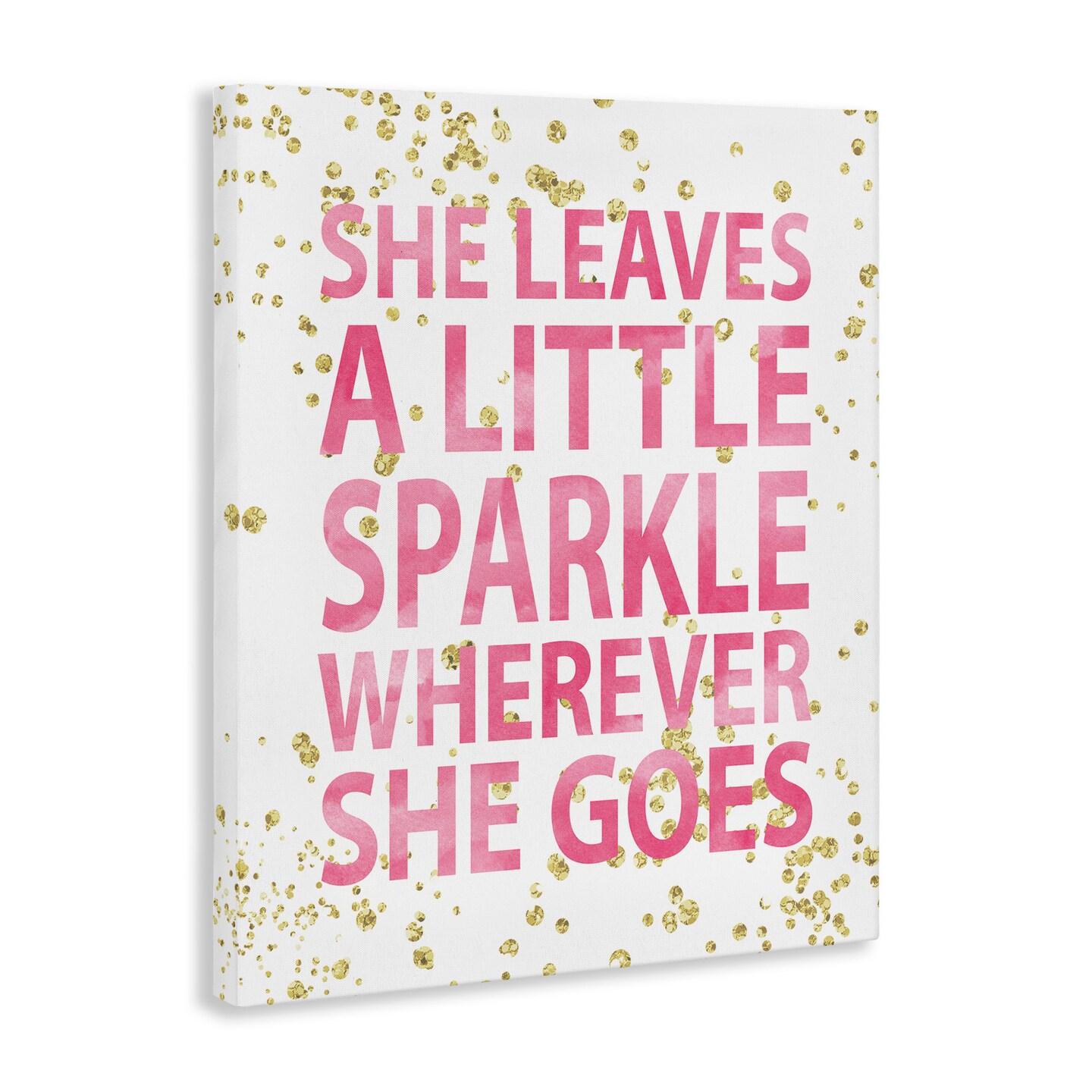 Stupell Industries Leaves A Little Sparkle Phrase Canvas Wall Art