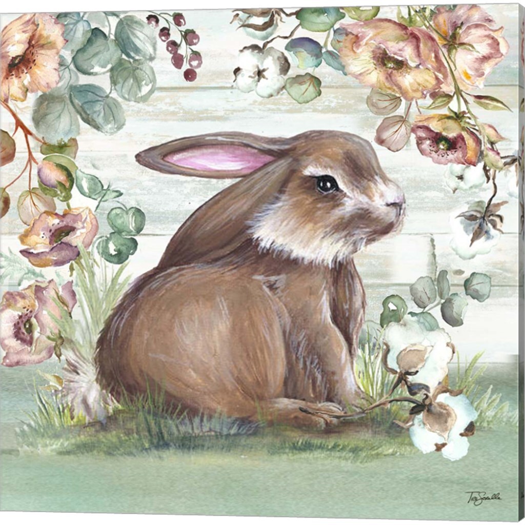 Farmhouse Bunny A by Tre Sorelle Studios 14" x 14" Canvas Wall Art (Set of 2)