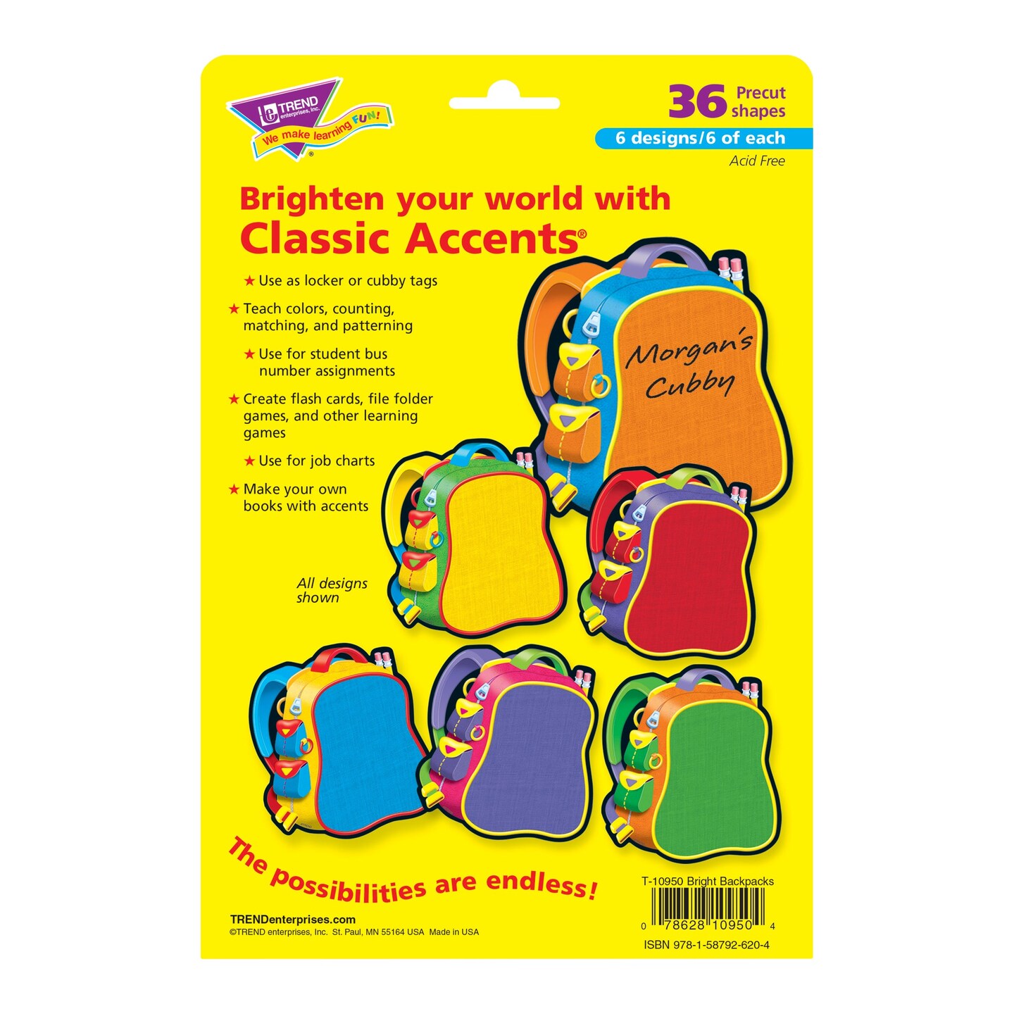 Bright Backpacks Classic Accents&#xAE; Variety Pack, 36 ct