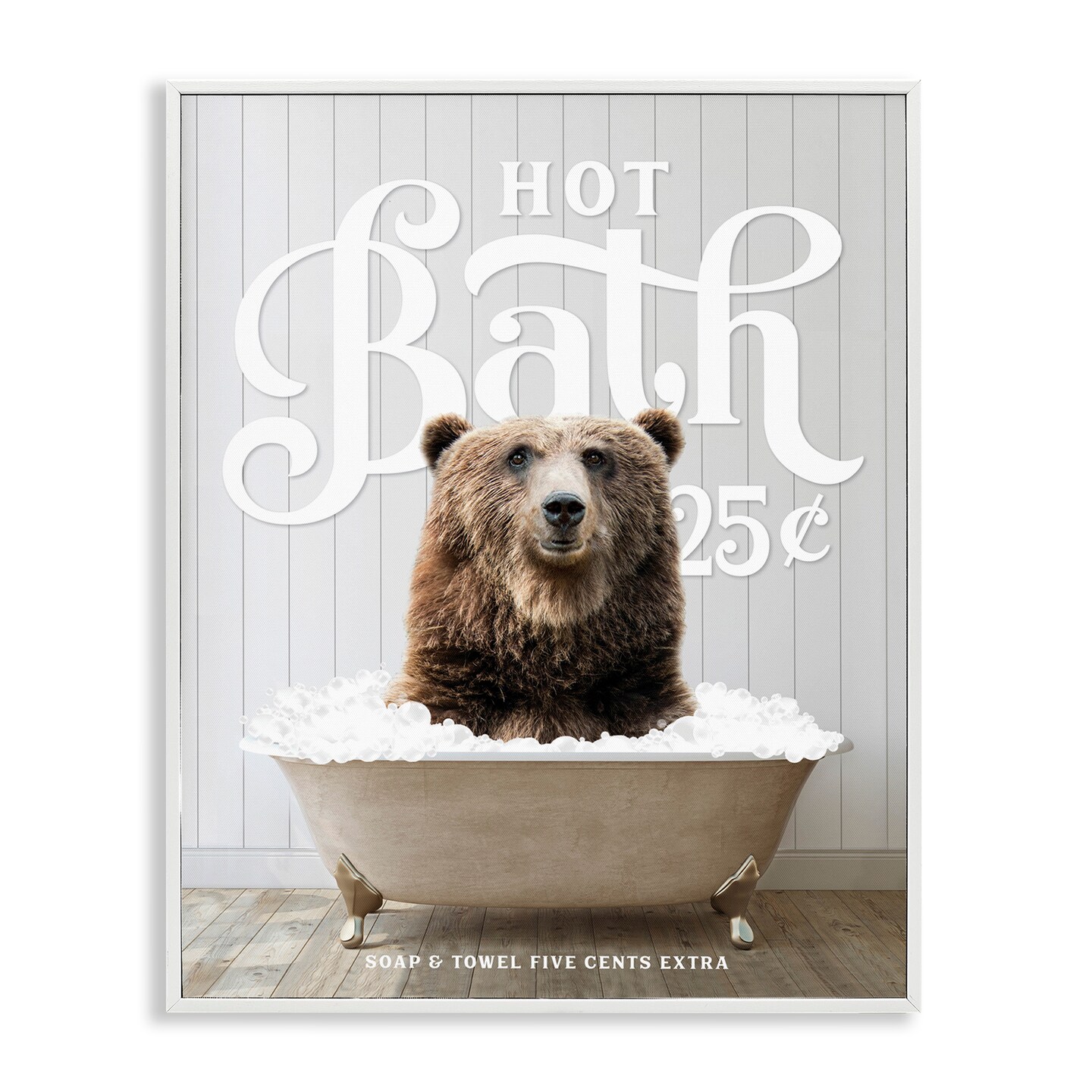 Stupell Industries Vintage Bathroom Bear Ad Framed Giclee Art