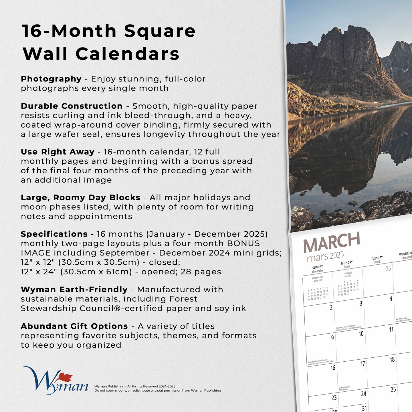Canadian Geographic Polar Expedition OFFICIAL | 2025 12 x 24 Inch Monthly Square Wall Calendar | Wyman Publishing | Regional Travel Scenic