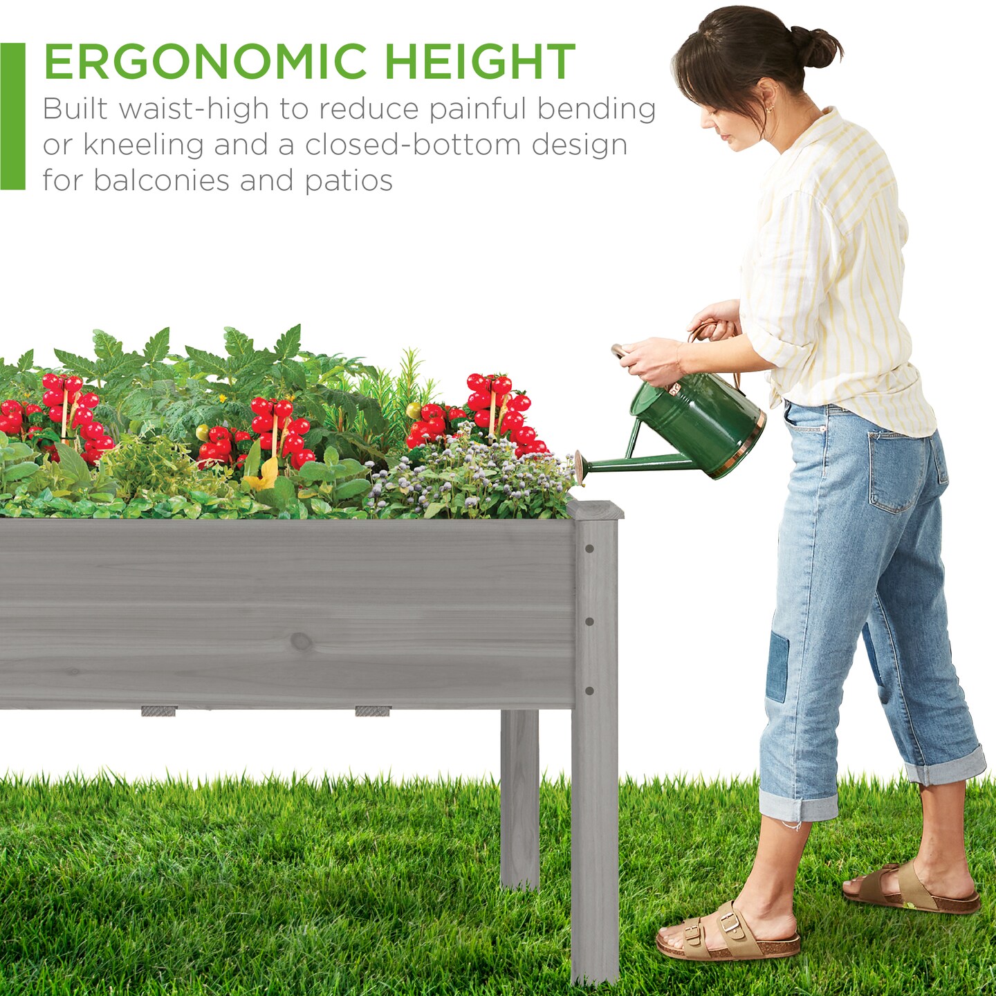 Best Choice Products 34x18x30in Raised Garden Bed, Elevated Wood Planter Box for Kids, Patio w/ Bed Liner
