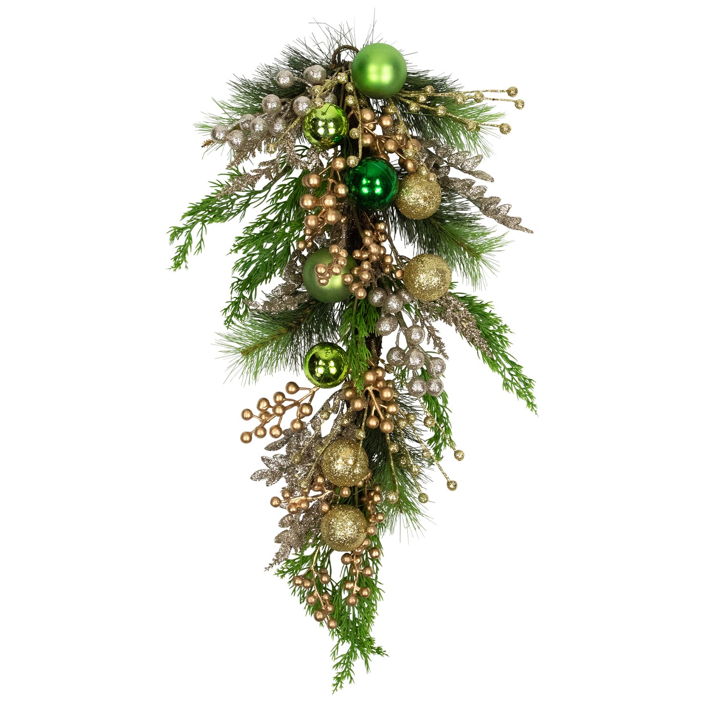 Northlight Ball Ornaments and Berries Glittered Artificial Christmas Swag - 25&#x22;