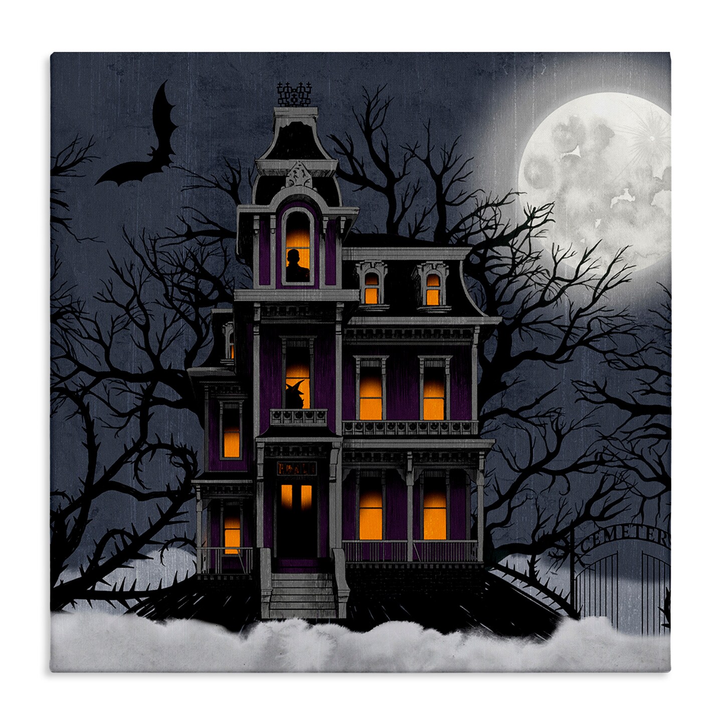 Stupell Industries Creepy Haunted Halloween House Canvas Wall Art