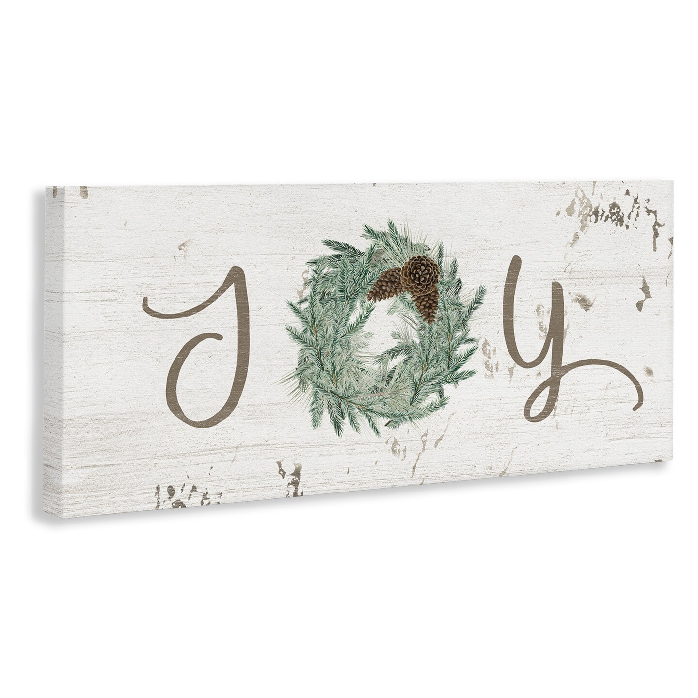 Stupell Industries Country Inspired Joy Wreath Canvas Wall Art