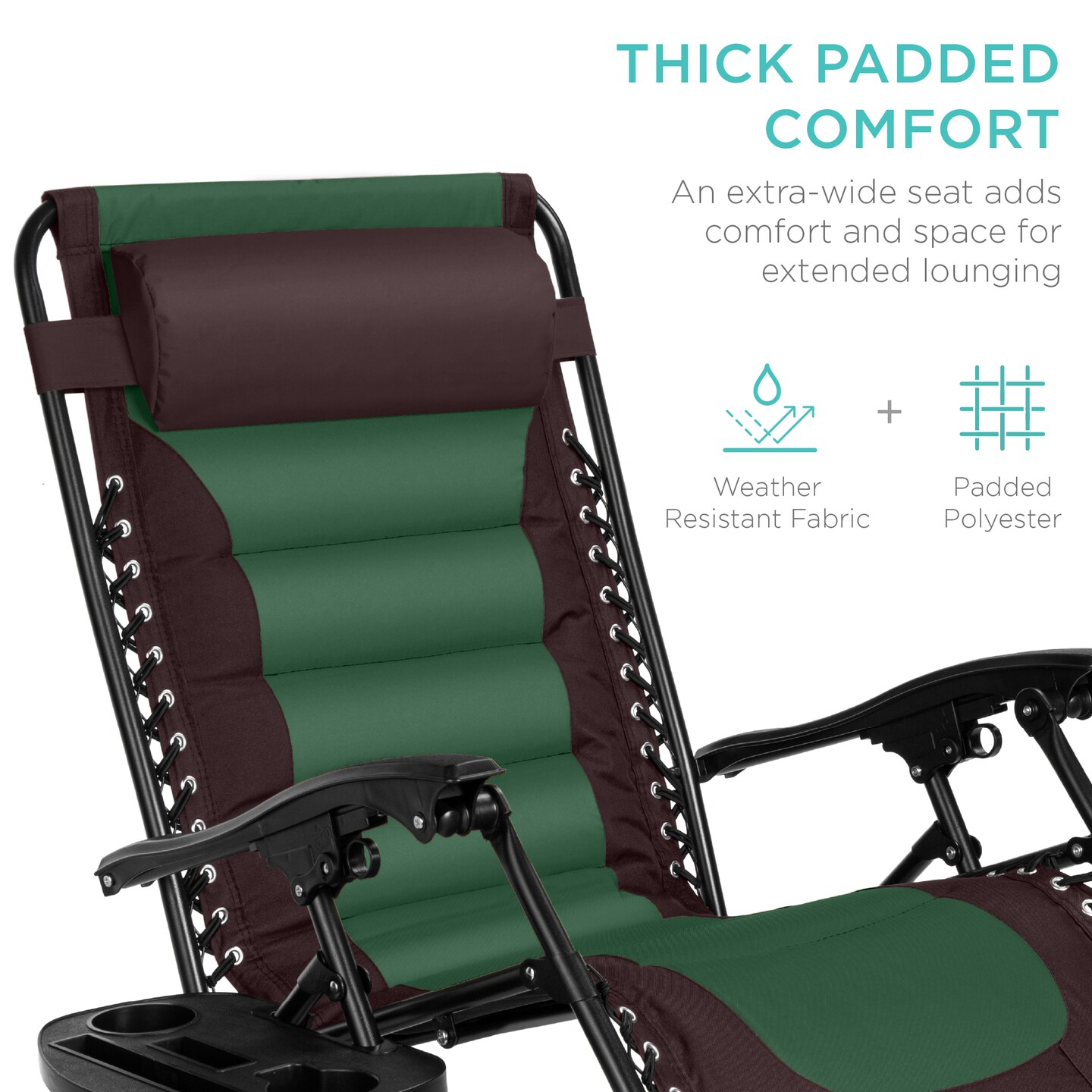 Best Choice Products Oversized Padded Zero Gravity Chair, Folding Outdoor Patio Recliner w/ Side Tray