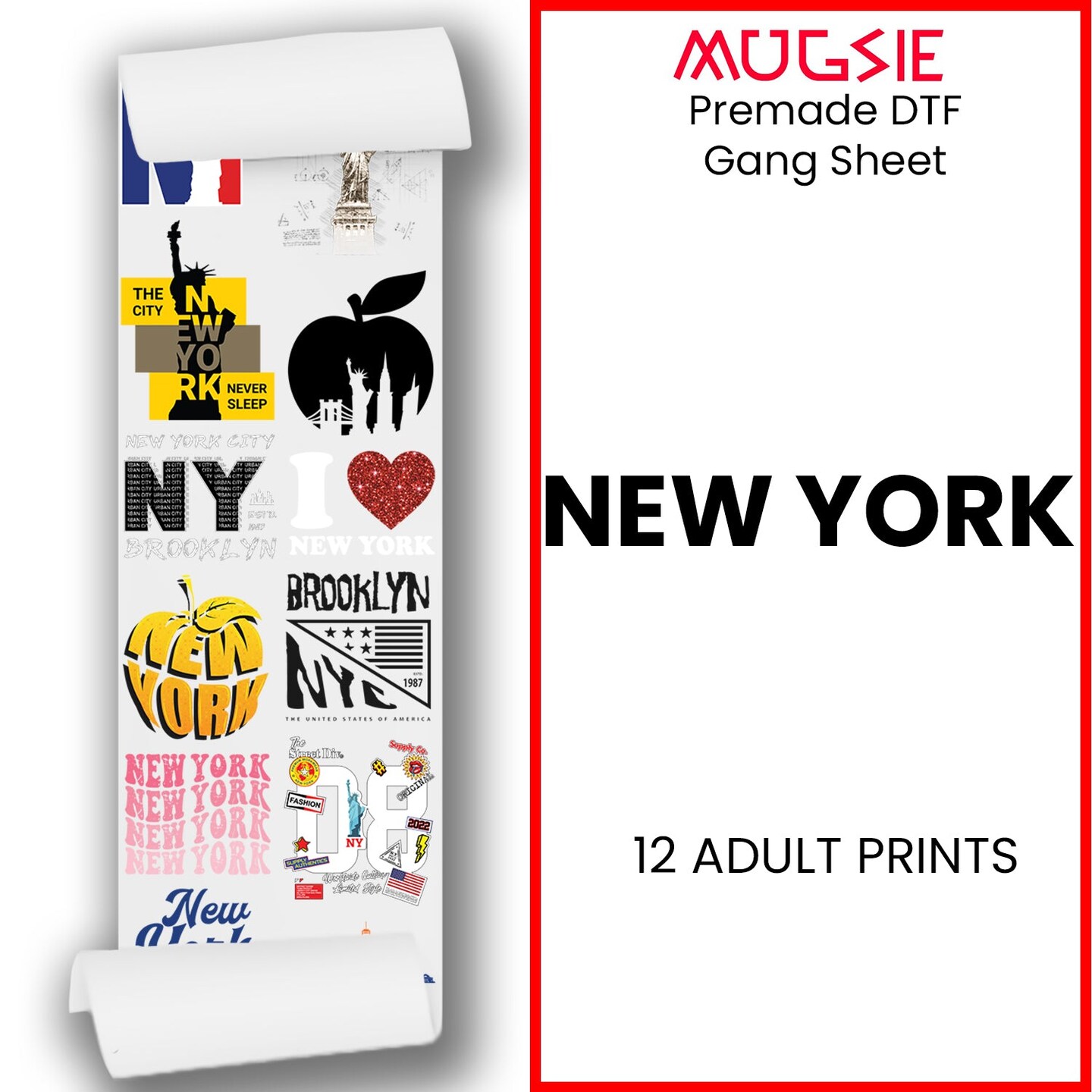 New York DTF Transfer Gang Sheets - 22x60 Direct-to-Film
