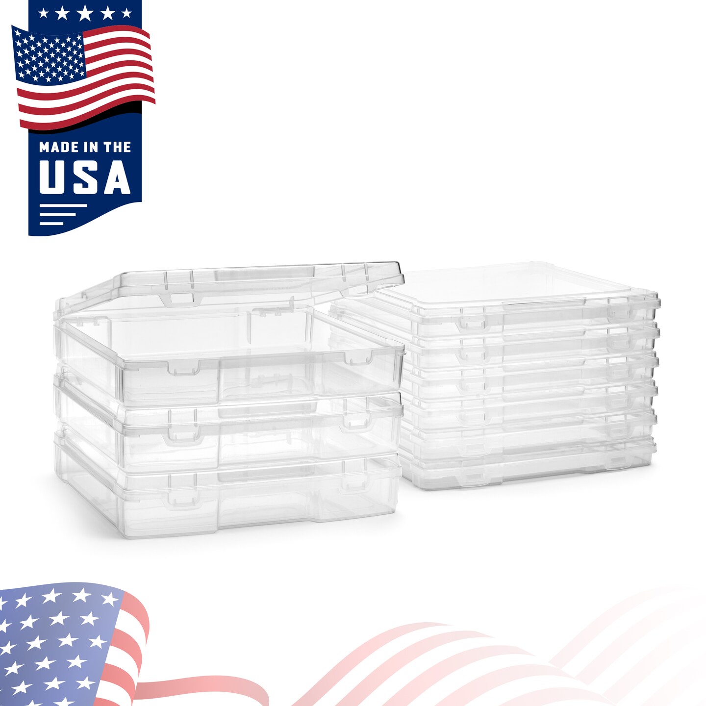 Sorbus 9 Piece Variety Size Clear Stackable Portable Project Case Fits 10&#x22;x12&#x22; - Snap-Tight Closure, Ideal for Board Games, Crafts, and Office Supplies