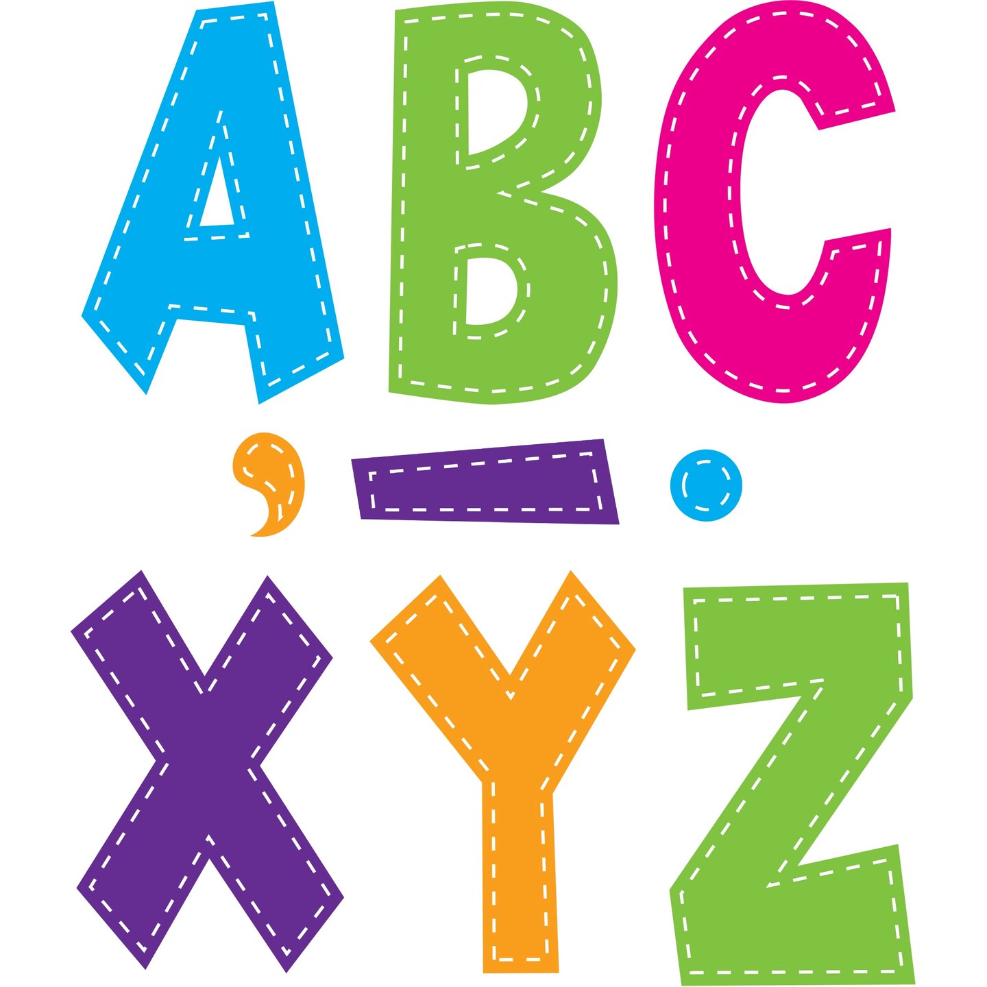Multi Bright Stitch 7&#x22; Fun Font Letters, 120 Pieces