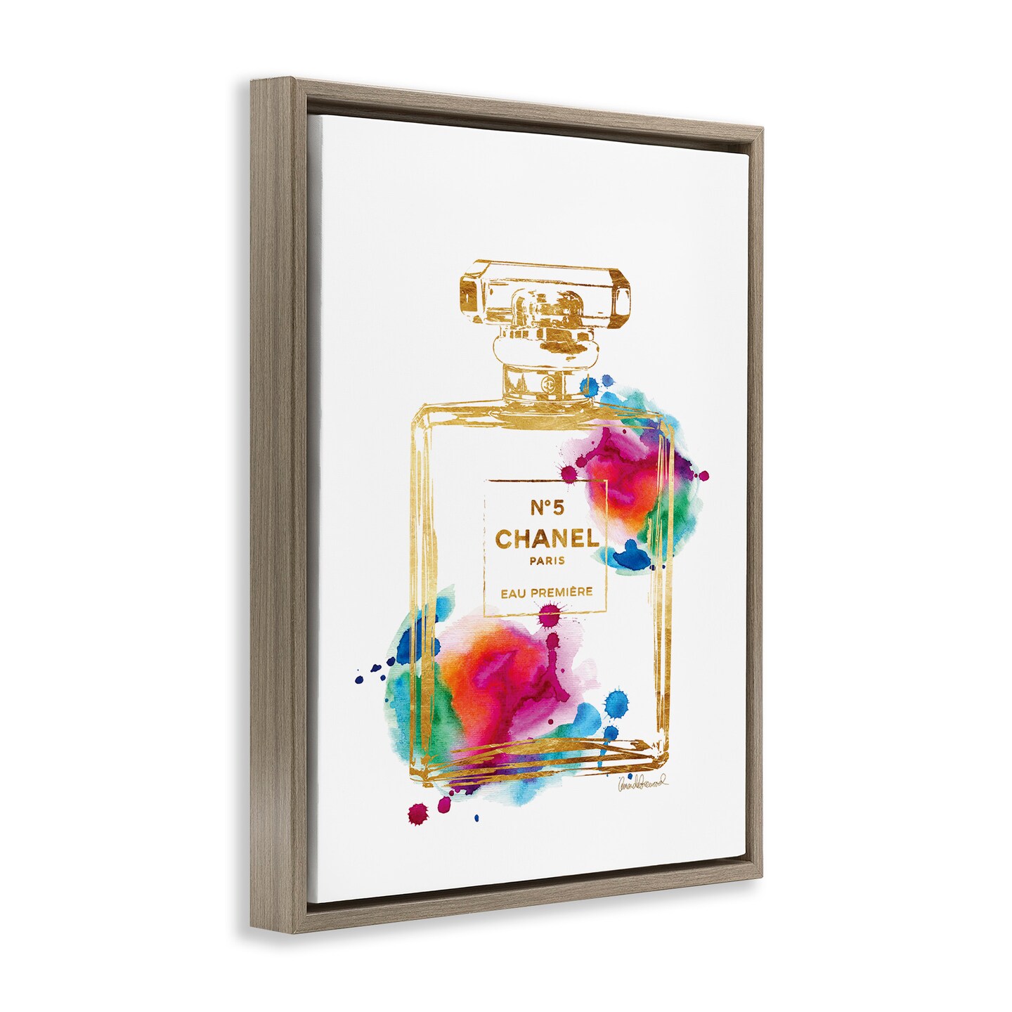 Stupell Industries Fashion Perfume Gold Accent Framed Floater Canvas Wall Art