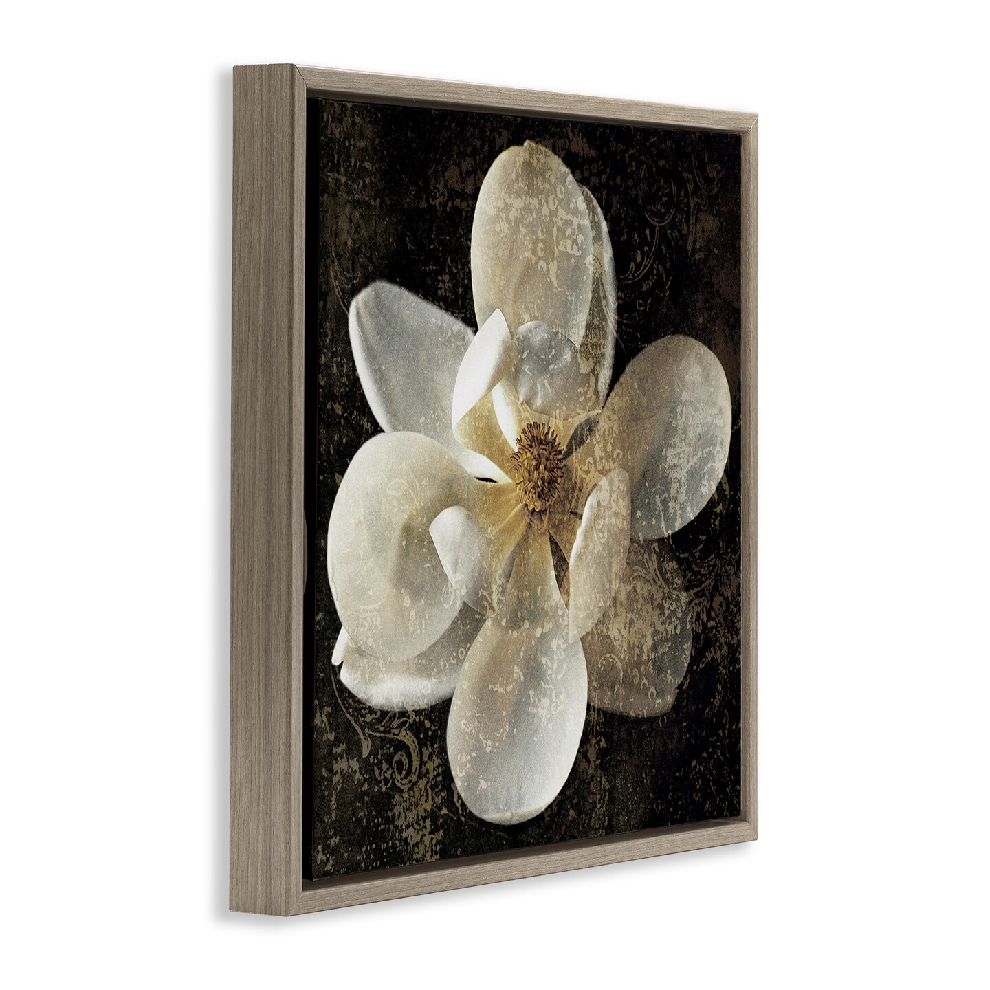 Stupell Industries Rustic Patterned Magnolia Framed Floater Canvas Wall Art