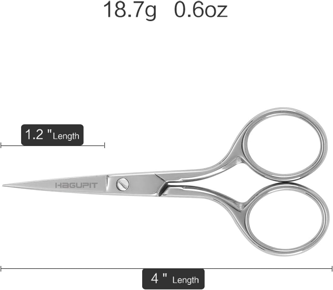 Small Precision Embroidery Scissors: 4&#x22; Forged Stainless Steel Sharp Pointed Tip Detail Shears for DIY Craft Thread Cutting, Needlework Yarn, and Sewing