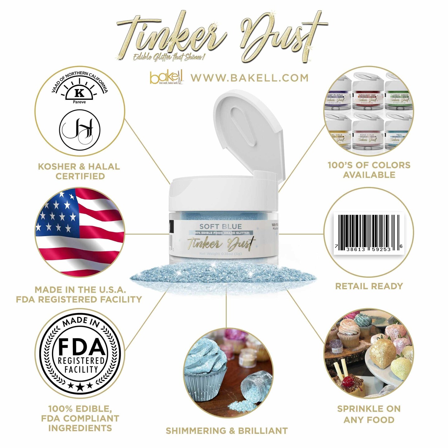 Soft Blue Edible Glitter | Tinker Dust&#xAE; 5 Grams