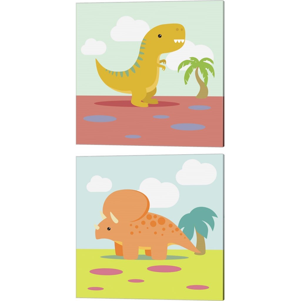 Lil T rex Lil Trixie by Malia Rodrigues 14&#x22; x 14&#x22; Canvas Wall Art (Set of 2)