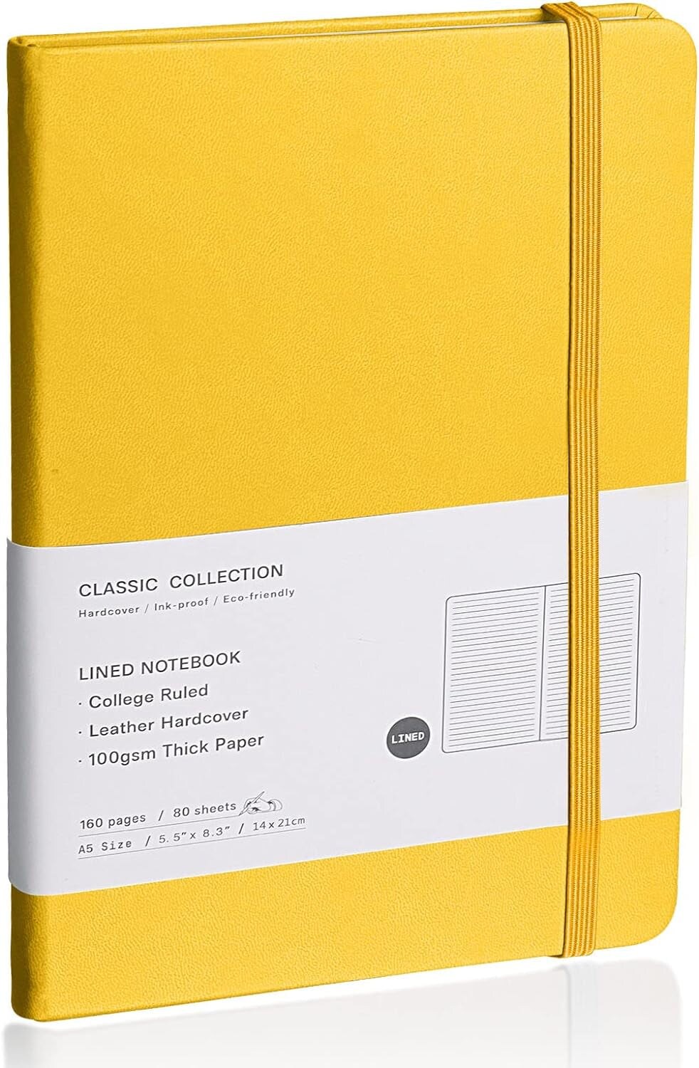 Lined Journal Notebook, (Bright Yellow), 160 Pages, Medium 5.7 Inches X 8 Inches - 100 Gsm Thick Paper, Hardcover