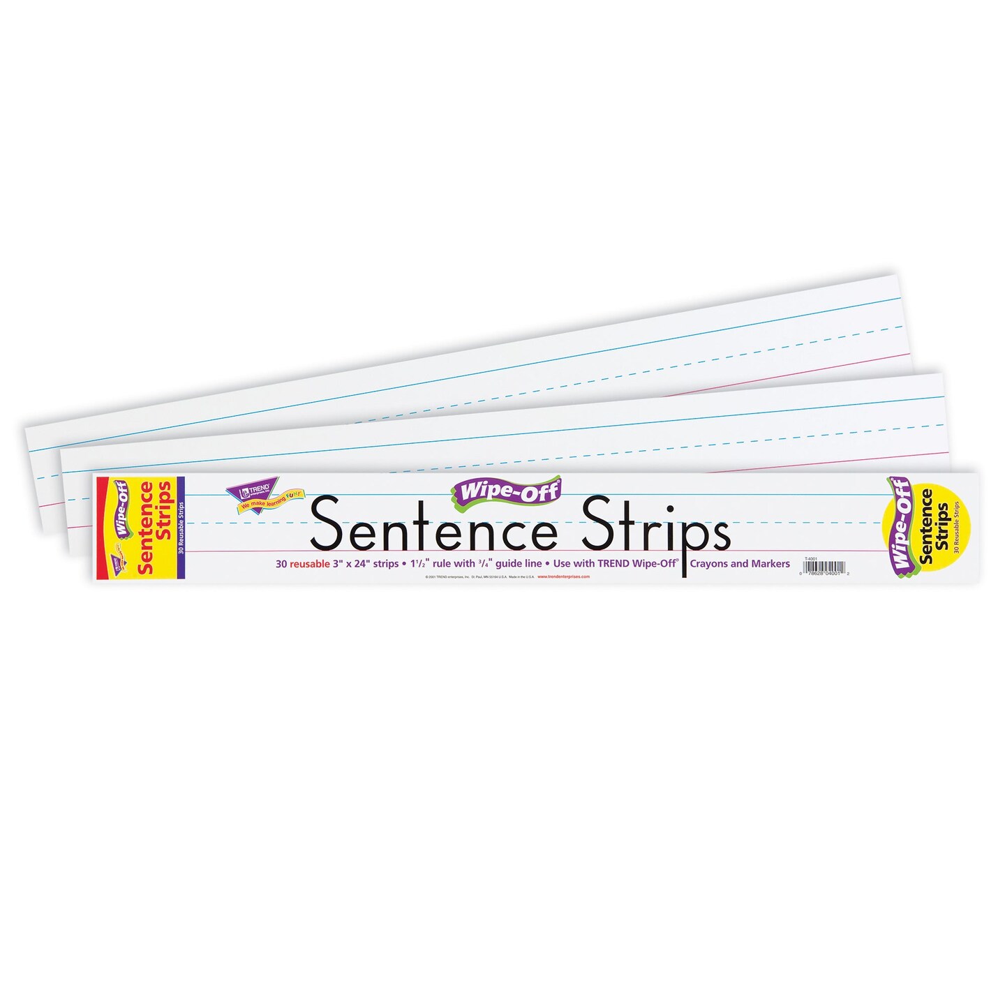 24&#x22; White Wipe-Off&#xAE; Sentence Strips
