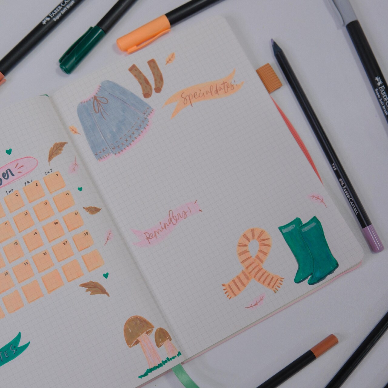 Fall Bullet Journaling with Faber-Castell's Black Edition Soft Brush Pens and Pencils