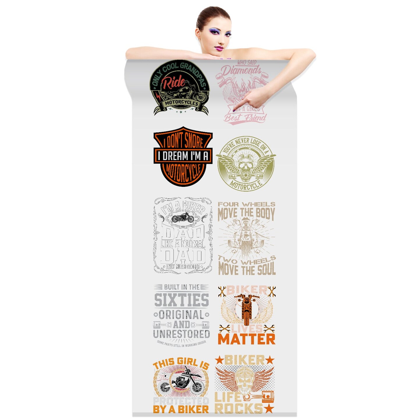 Biker DTF Transfer Gang Sheets - 22x60 Direct-to-Film