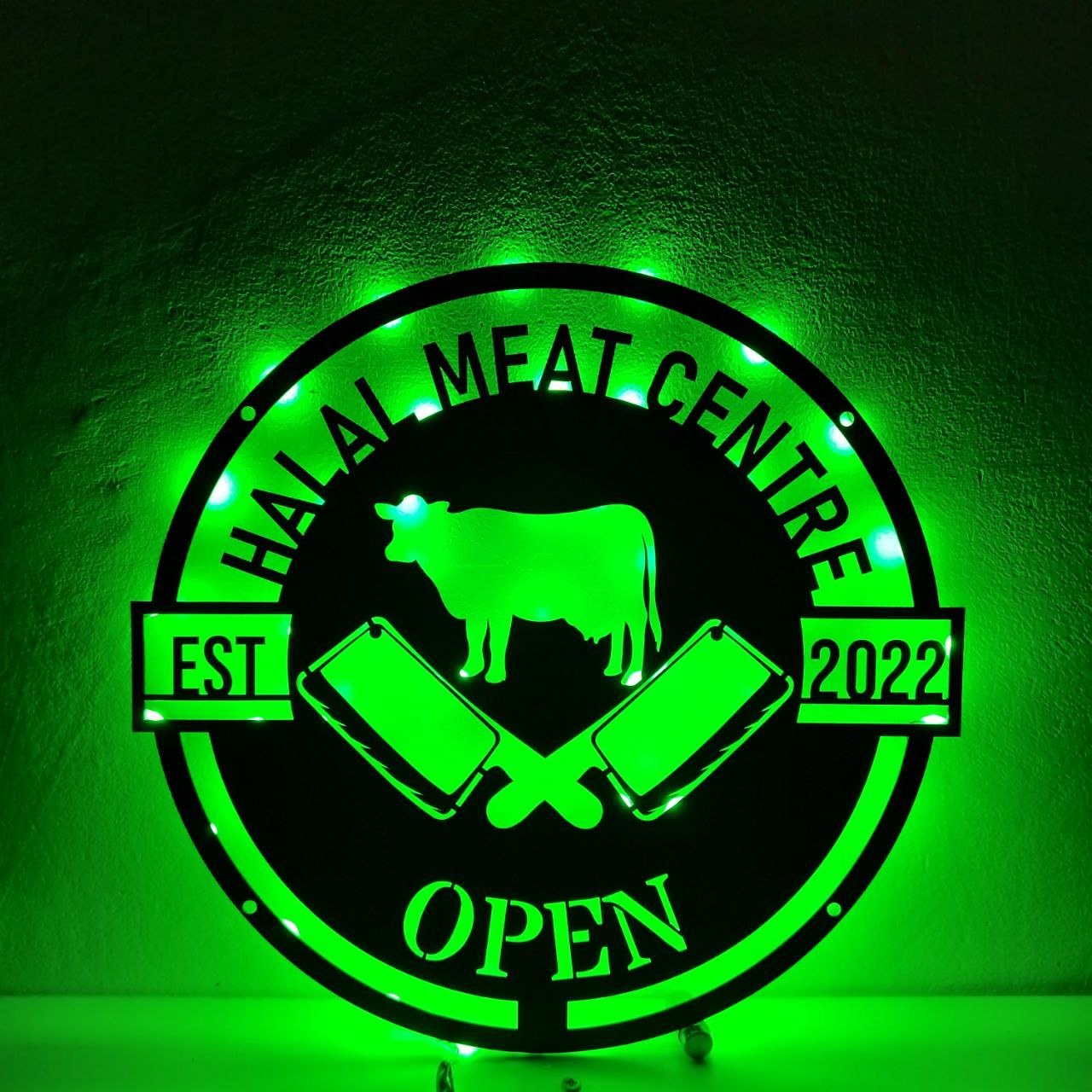 Custom Butcher Shop Metal Wall Art LED Light, Butcher Metal Sign