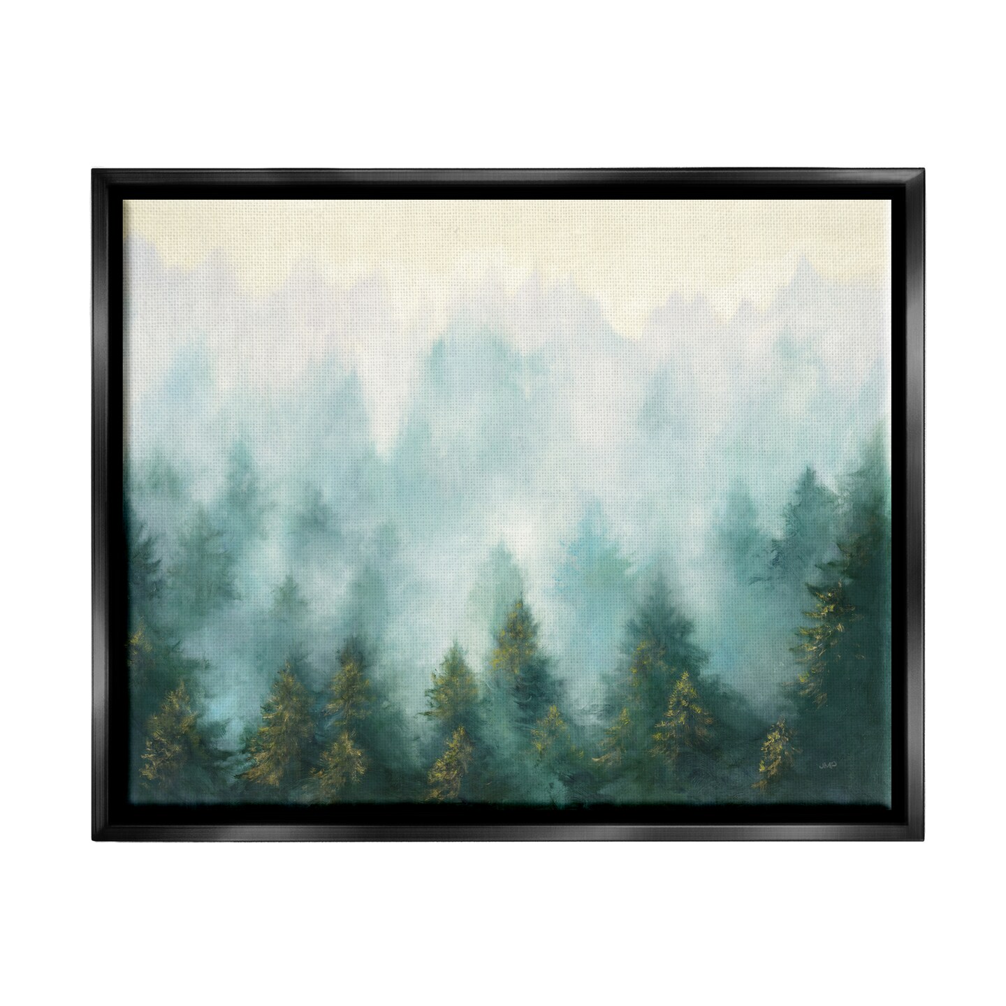 Stupell Industries Abstract Pine Forest with Mist Framed Floater Canvas Wall Art