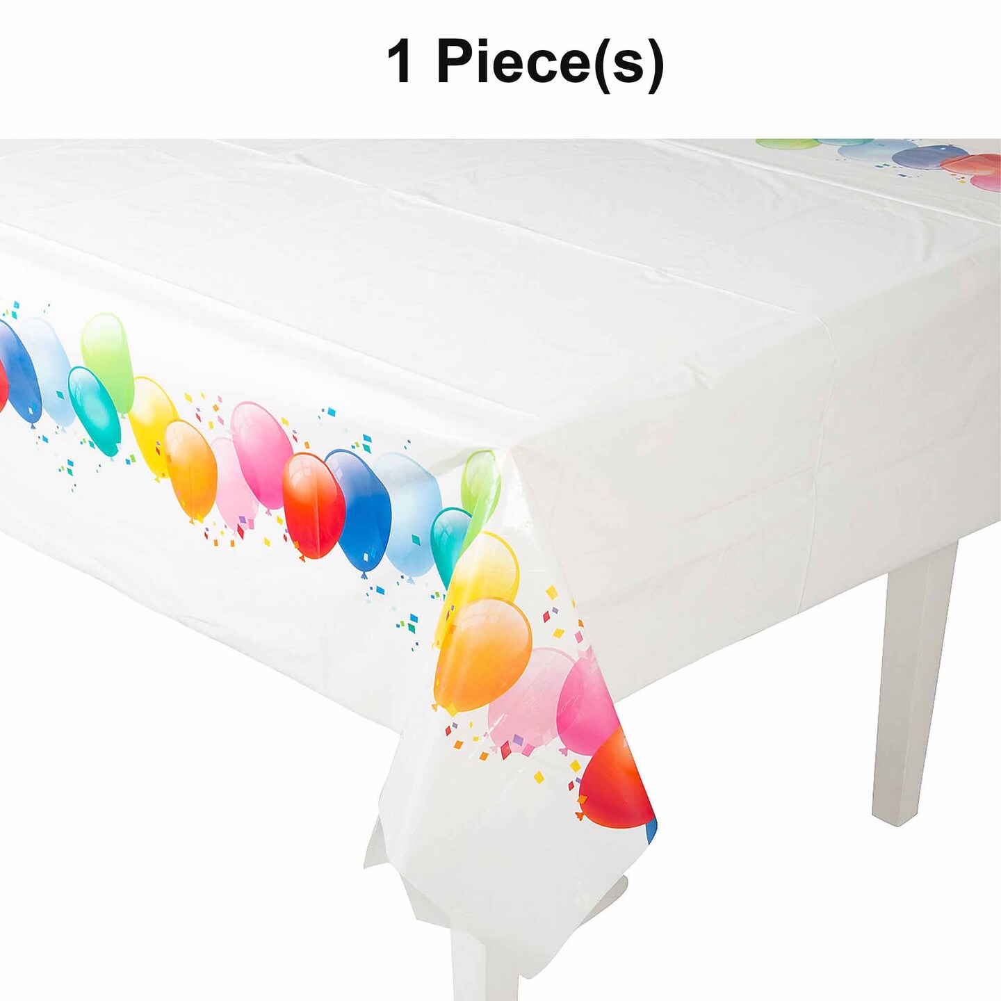 54&#x22; x 108&#x22; Happy Birthday Balloon Party Plastic Tablecloth