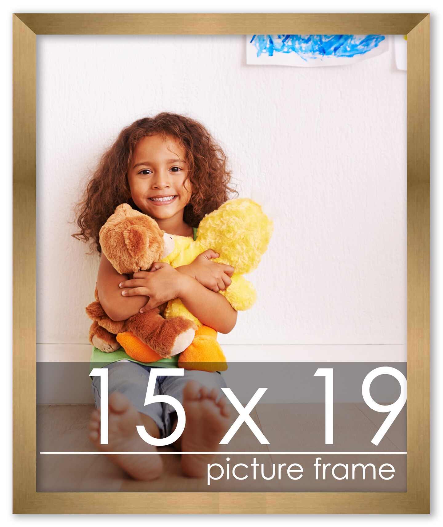 15x19 Gold Bronze Wood Picture Frame - UV Acrylic, Foam Board Backing, Hanging Hardware