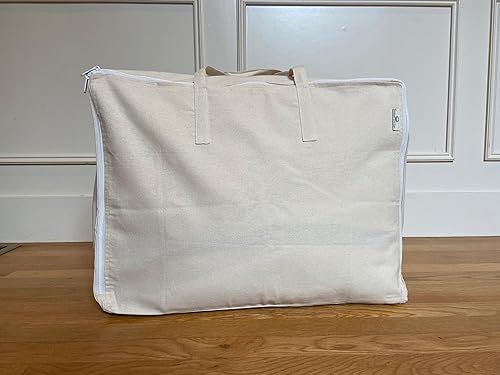 Cotton Storage Bag with Handles for Beddings, Comforters, Blankets, Pillows, Linens, and Garments | Underbed or Wardrobe Storage Bag (X-Large, 24&#x22;x15&#x22;x12&#x22;), Black