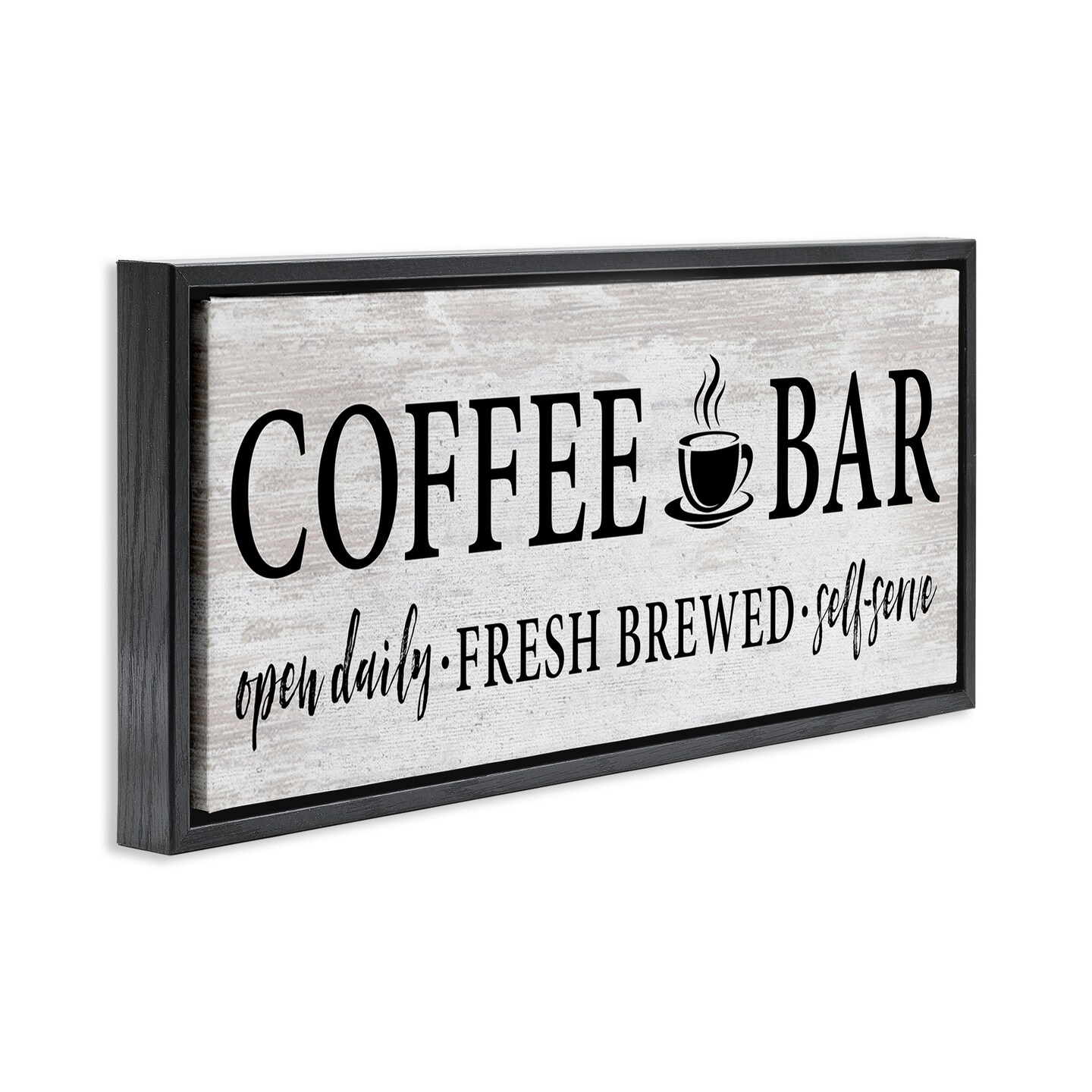 Stupell Industries Coffee Bar Cafe Rustic Sign Framed Floater Canvas Wall Art
