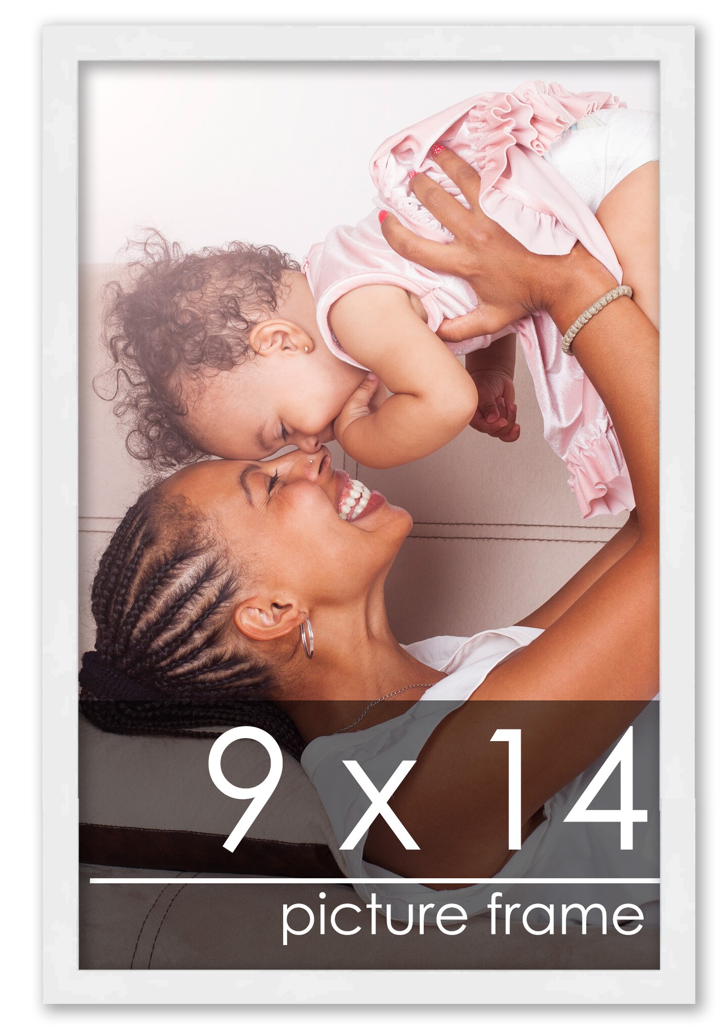 9x14 Solid Wood Picture Frame with UV-Resistant Acrylic &#x26; Acid-Free Backing, Available in 6 Finishes: Matte Black, Matte White, Metallic Bronze, Silver, Natural Wood Grain &#x26; Mahogany