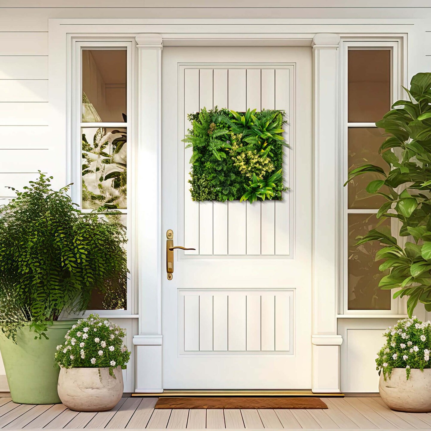 Costway 2 Pack Square Framed Artificial Foliage Wall Art with 11 Types of Mixed Faux Plants