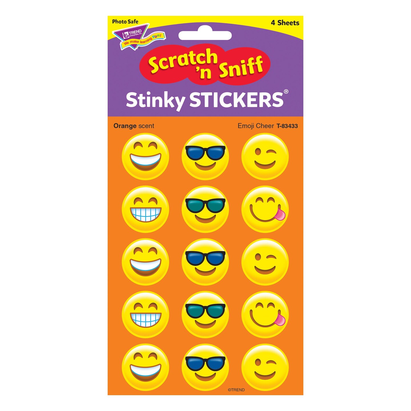 Emoji Cheer/Orange Stinky Stickers&#xAE;, 60 ct.