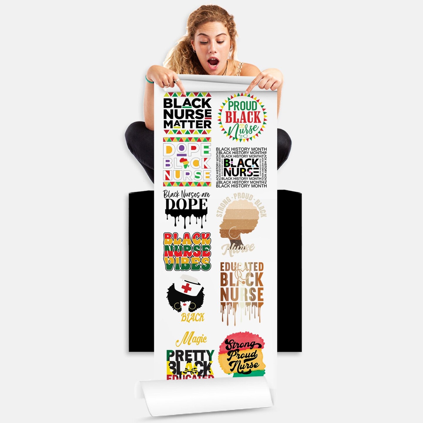 Educated Black Nurse DTF Transfer Gang Sheets - 22x60 Direct-to-Film
