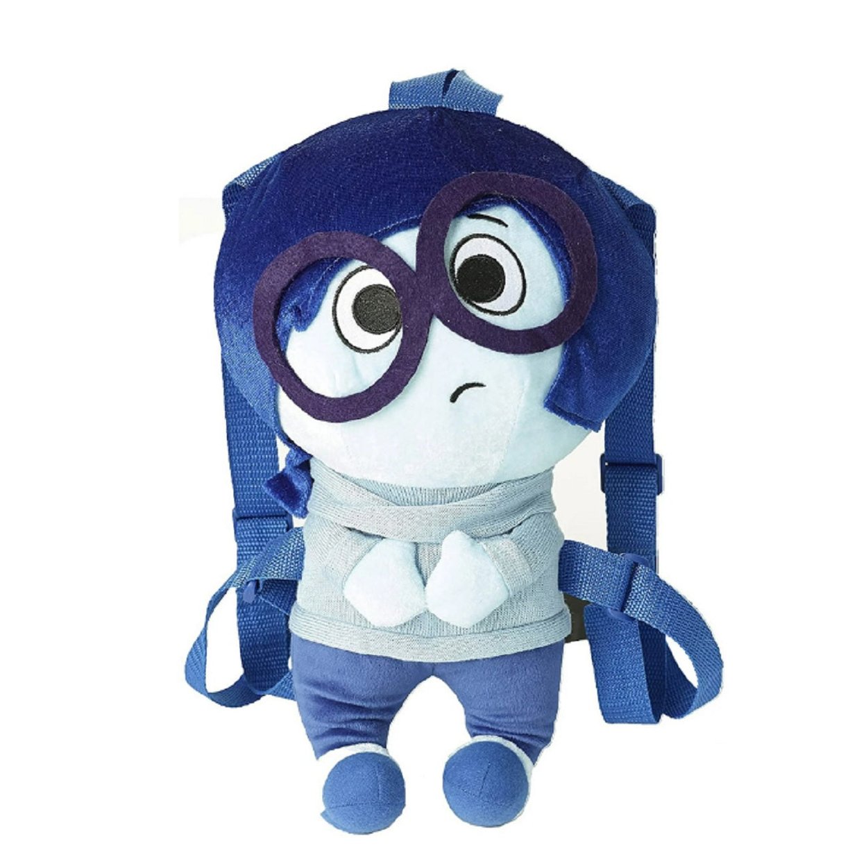 Inside Out 17-Inch Plush Backpack Sadness Character Soft Toy Bag Kids