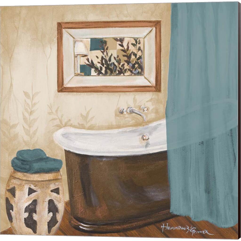 Blue Zen Bath by Hakimipour - Ritter 14" x 14" Canvas Wall Art (Set of 2)