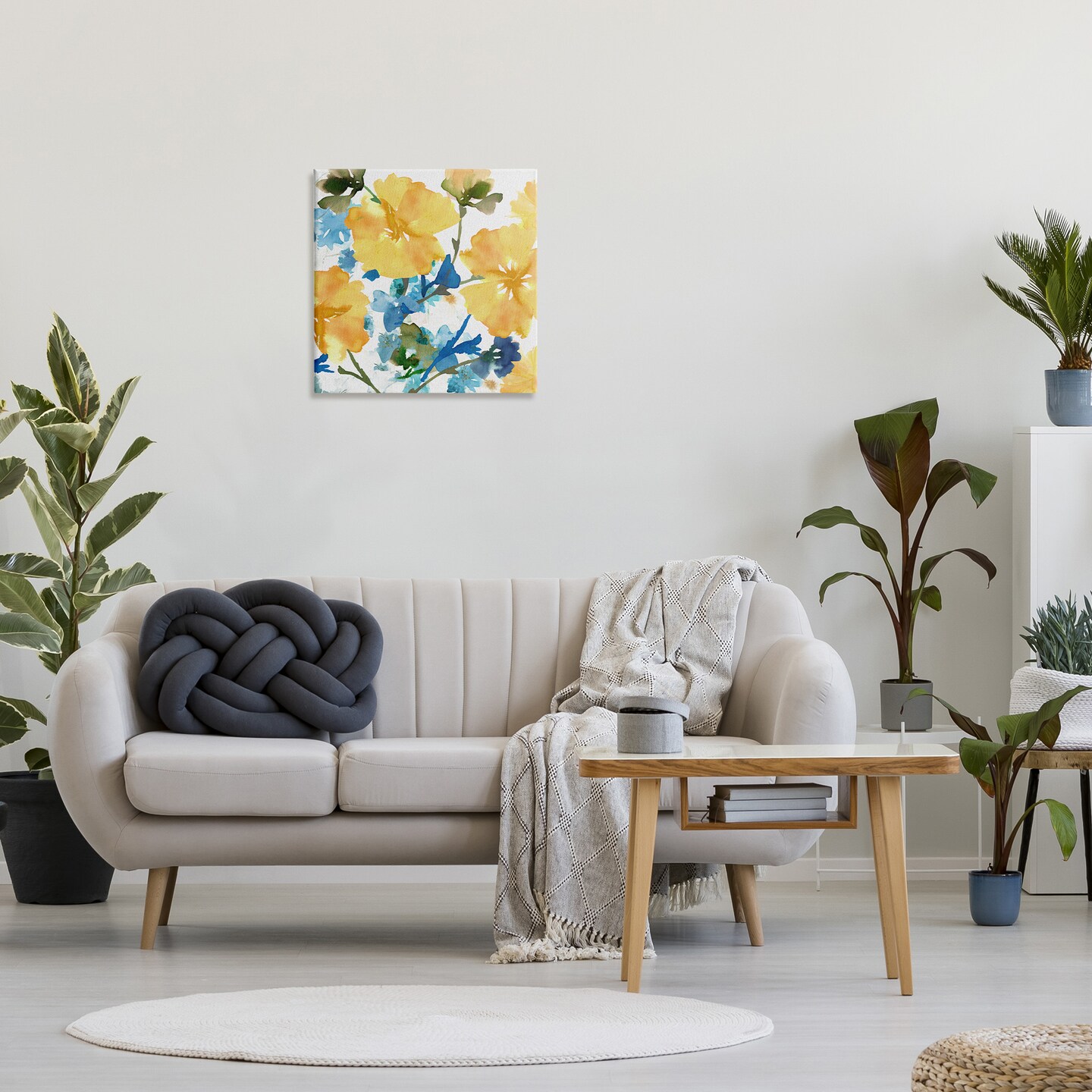 Stupell Industries Yellow &#x26; Blue Hibiscus Canvas Wall Art