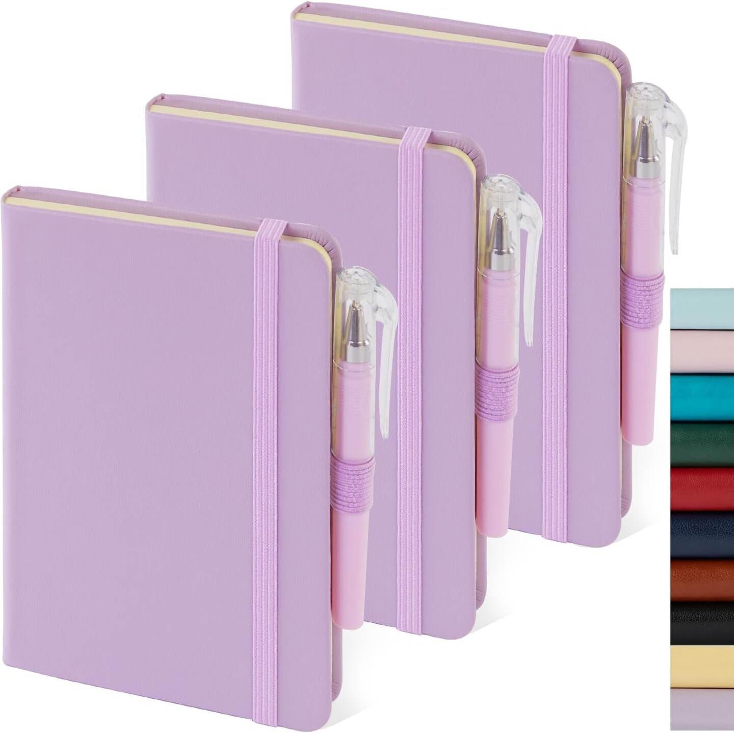 Purple Small Notebook Journal with Pen Mini Small Leather Journal for Women Note Book College Ruled Small Note Pad Pocket Size for Work Note Taking Organization