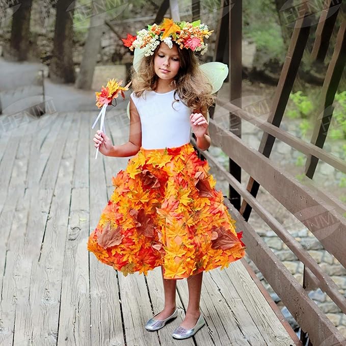 500 Pieces Artificial Maple Leaves 5 Assorted Mixed Fake Fall Maple Leaf Lifelike Looking Silk Autumn Leaf Garland for Halloween Decorations for fall parties, festivals, and Thanksgiving tables