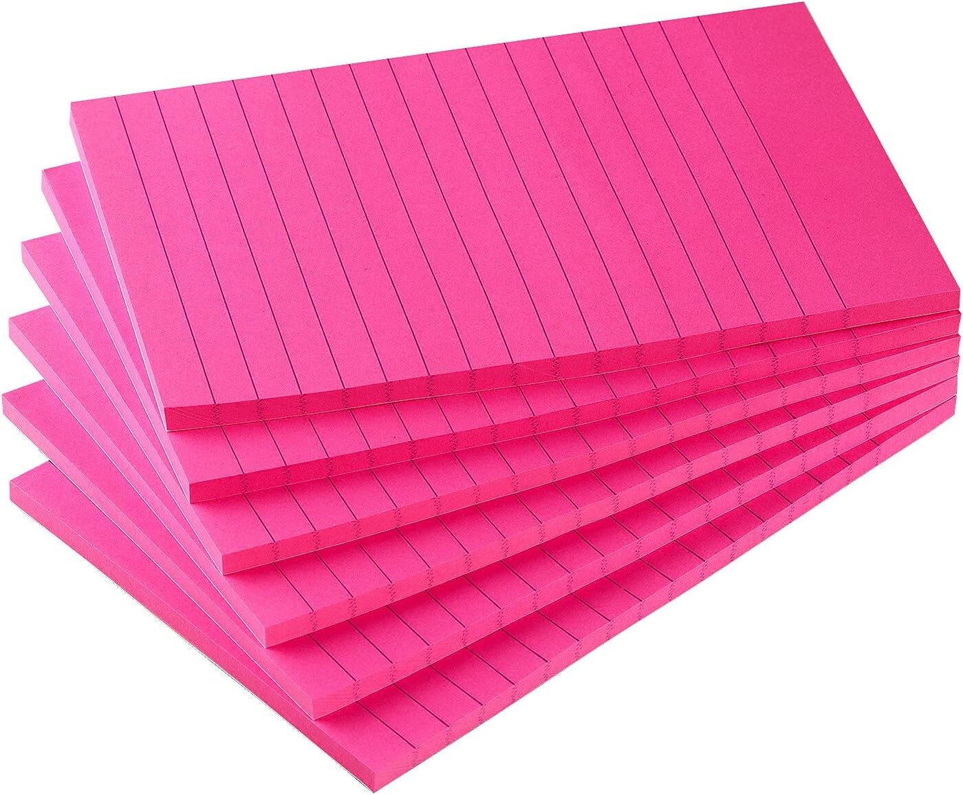 6 Pads Lined Sticky Notes with Lines 4X6 Self-Stick Notes Bright Color Sticky Notes, 45 Sheets/Pad (Rose Red)