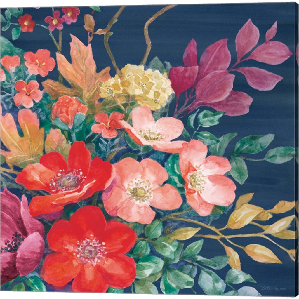 Floral Drama B by Beth Grove 14" x 14" Canvas Wall Art (Set of 2)
