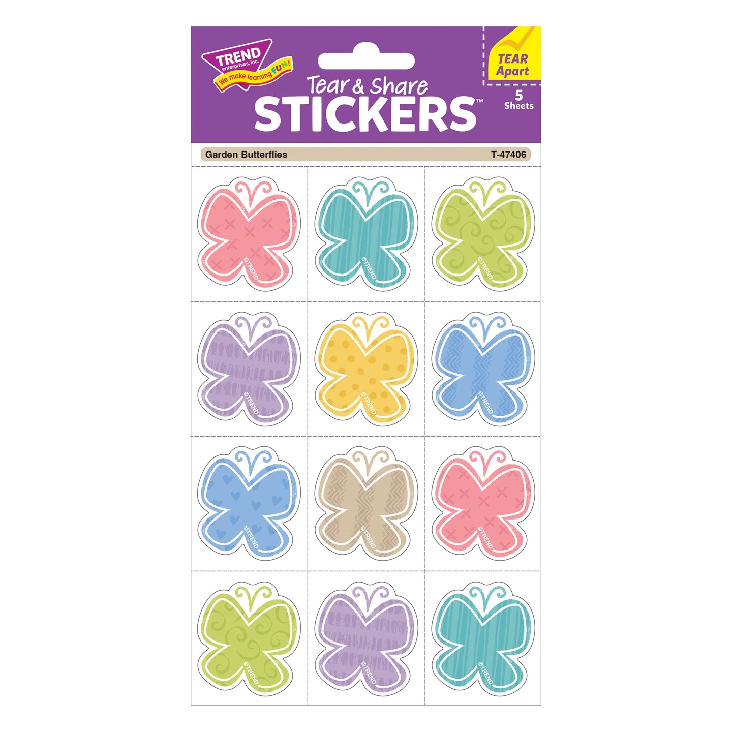 Garden Butterflies Stickers Tear &#x26; Share