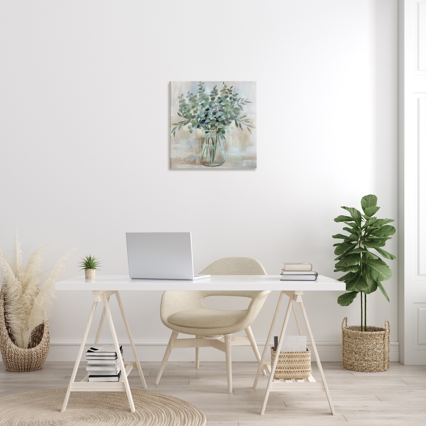 Stupell Industries Soothing Eucalyptus Flower Jar Canvas Wall Art