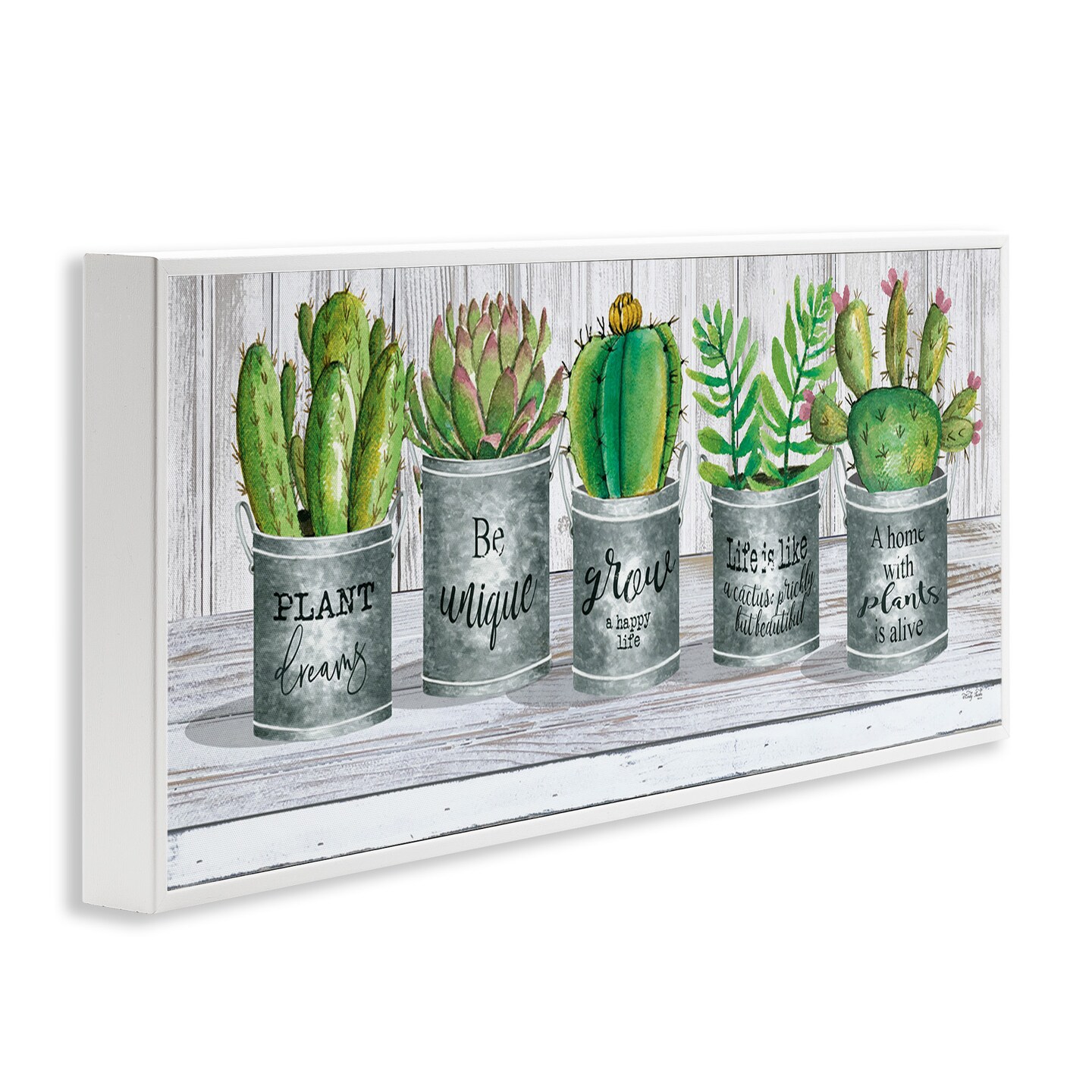 Stupell Industries Succulents with Plant Life Puns Framed Giclee Art