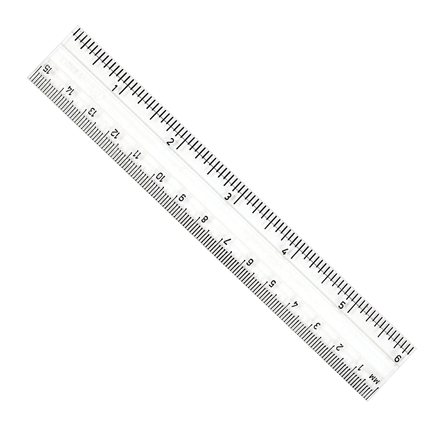 Double Bevel Plastic Ruler, 6&#x22;, Clear