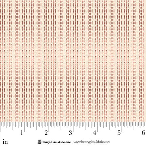 Fabric Henry Glass Red Cream Ticking Stripe Simply Charming by the Quarter Yard 3510-84