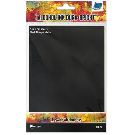 Tim Holtz Alcohol Ink Dura-Bright - Black Opaque Matte 10/pkg 5x7"