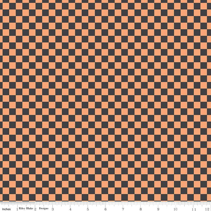 Fabric Riley Blake Charcoal Checks Hey Pumpkin by the Quarter Yard C16036-CHARCOAL
