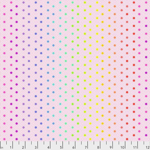 Fabric FreeSpirit Tula Pink Rainbow Shell Hexy by the Quarter Yard PWTP151.SHELL